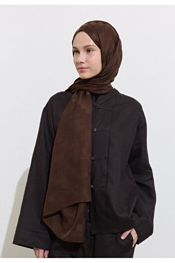 Freshscarfs Nori Silky Jacquard Shawl Chocolate Brown
