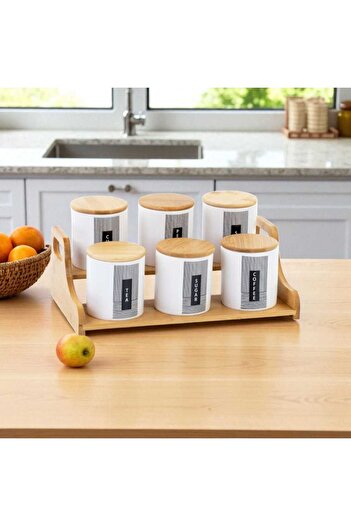 intoku Tutku Wooden Stand 7 Spice Set