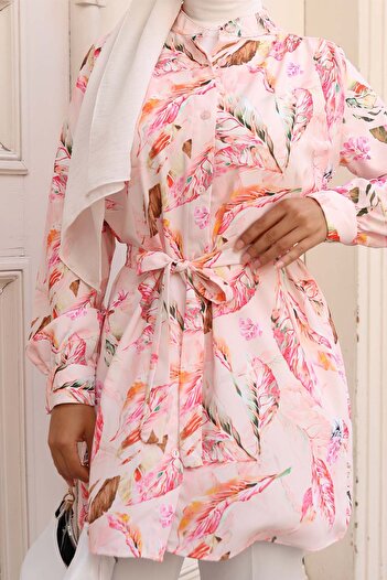 benguen Patterned Hijab Shirt Powder 703