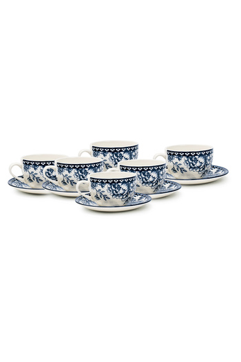 Claytan Rhapsody 240ml Dark Blue Ceramic Cup & Saucer Set (Set of 6)