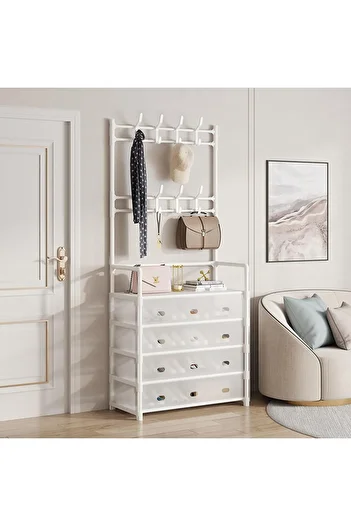 Türkiye 5-Tier Coat and Shoe Rack, 3-in-1 Hanger, Doorway Shelf Storage, Multi-functional Entryway Organizer
