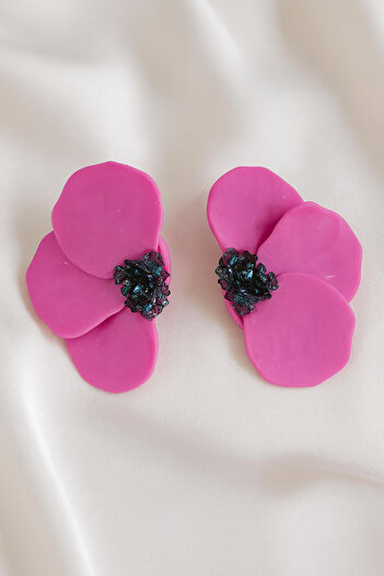 Lu Atelier Fioré – Handmade Vibrant Pink Flower Form Earrings