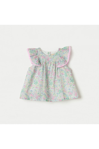 giggles All-Over Floral Print A-Line Short Sleeves Top