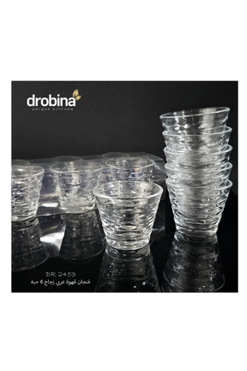 drobina Dropina 6-Piece Clear Crystal Arabic Coffee Cup Set