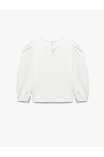 Koton Bow Long Sleeve Crew Neck Blouse