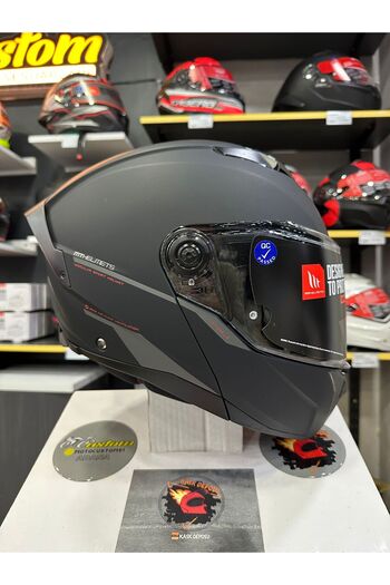 MT Atom 2 SV A1 Mat Siyah Çene Açılır Motosiklet Kaskı