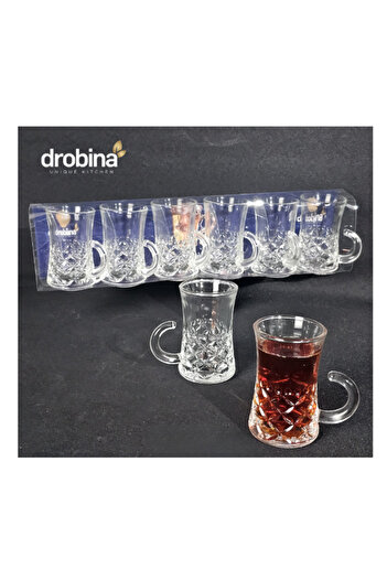 drobina Dropina 6-Piece Clear Crystal Glass Tea Cup Set