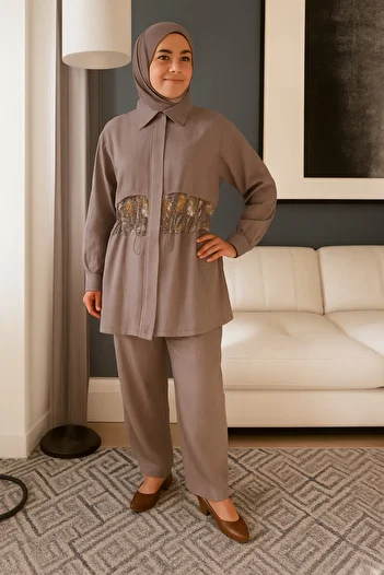 Aynaz Gray Sports Suit