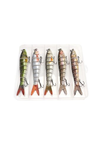FISHINGBOX MAKE FISHING BETTER Set 5 articulated lures for pike fishing, catfish, zander, FISHINGBOX MAKE FISHING BETTER, 14cm, 23g