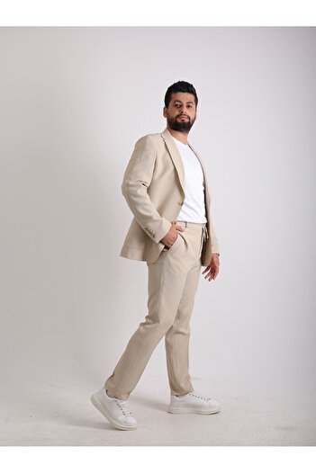 FASHİON FİRST Drawstring Pants Sports Men's Suit Summer Seersucker Fabric