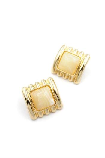Royaleks Square Earrings - Cream