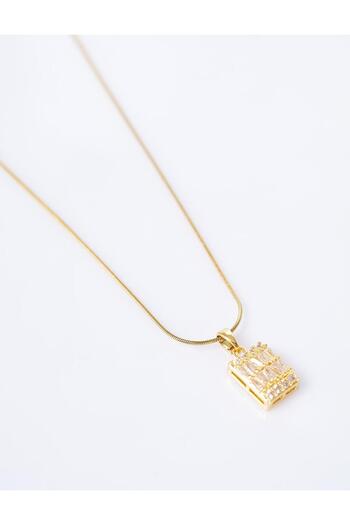 Kayra Shiny Stone Necklace Gold
