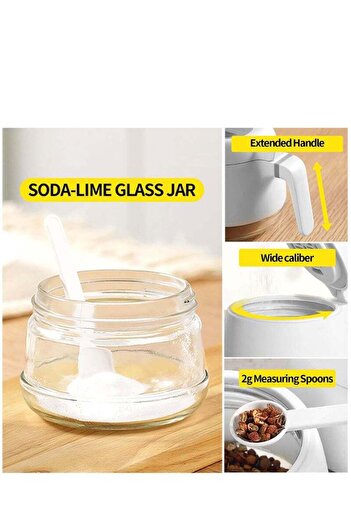 COOYA 3-Piece Spice Jar Set, 280 Ml/9.9 Oz, With Spoon Lid, Sealed, for Kitchen Countertop, Dining Table
