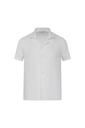 Hatemoğlu White Regular Fit Collar Linen Shirt