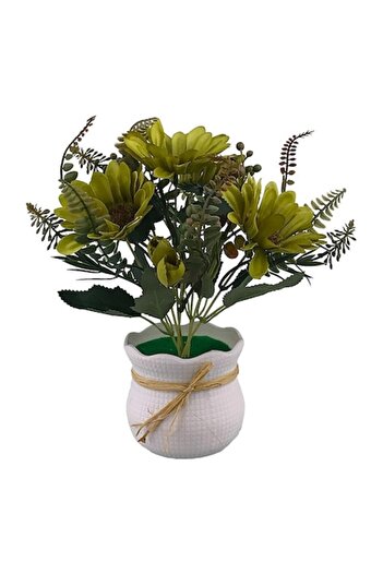 OEM Plastic Pot with Chrysanthemum, 17x25 cm, Green-Multicolor