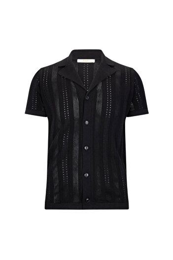 Hatemoğlu Black Regular Fit Collar Shirt T-Shirt