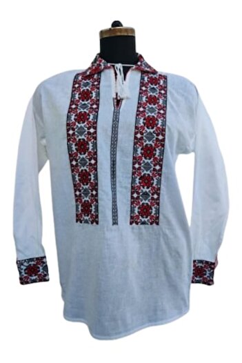 OEM Ie traditionala, broderie, din bumbac, pentru barbati, rosu, marime S
