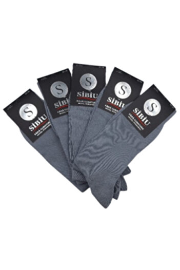 OEM Set of 5 Men's Cotton Socks, Seamless, Sibiu, Size 43-46, Grey