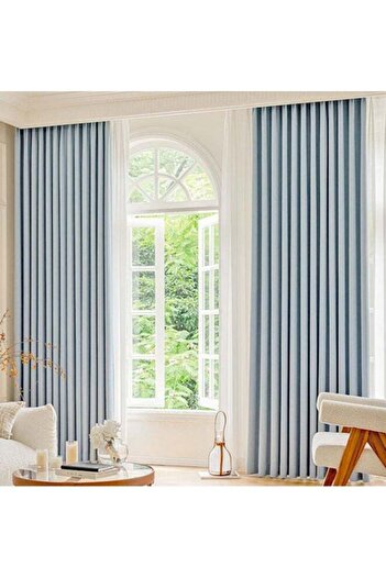 COOYA 2-piece blackout curtain,triple weave technology,heat-insulating machine washable and ironable, blue