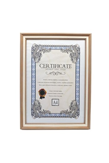 OEM A4 photo frame, plastic, imitation wood, with stripes, cappuccino, 24x32cm