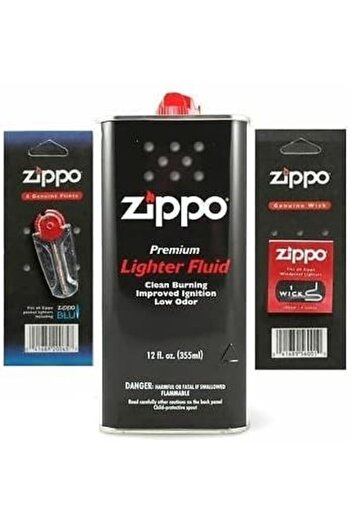 Zippo Lighter Fluid and Wick & Flint Set 12 oz