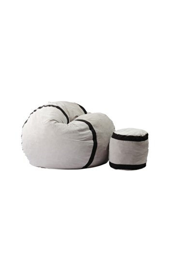 Pufrelax Set Fotoliu Matusalem cu Otoman (Footrest), Textile Material - Angora Grey