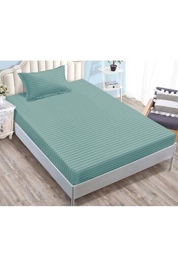 OEM Bed Sheet and 2 Pillowcases with Elastic, Sonia-Home, Damask, Single, Plain, 90x200cm, Turquoise