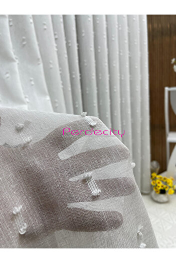 PERDECITY Bohemian Style Pompon Natural Linen Floor Tulle Curtain 1X3 Frequent Pile Ironing Not Ask