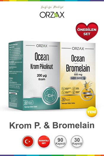 Ocean Chromium Picolinate 90 Herbal Capsules & Bromelain 30 Capsules