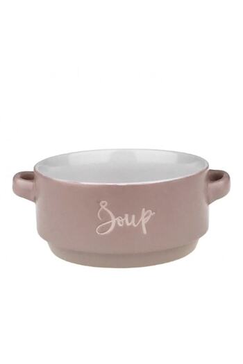 OEM Ceramic Bowl with 'Soup' Inscription 13x6 cm Pink
