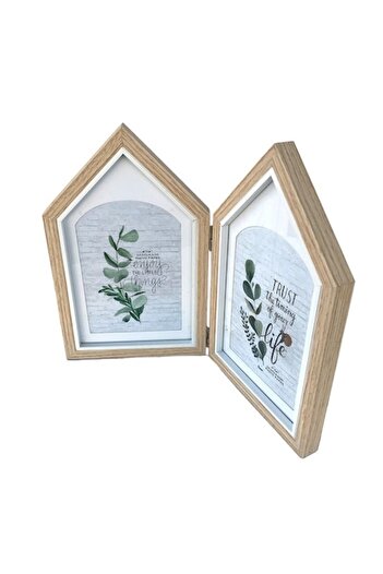 OEM Wooden Double Frame House Shape, 30x23 cm