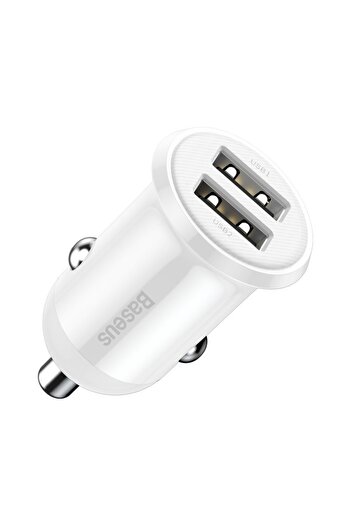 Baseus Încărcător auto Grain Pro 2x USB 4.8A alb pentru brichetă