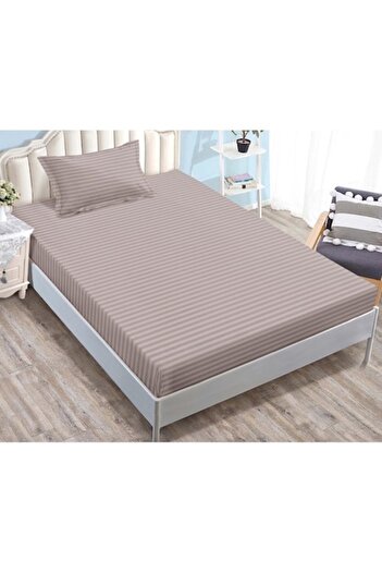 OEM Fitted Sheet and 2 Pillowcases, Sonia-Home, Damask, Single, 90x200cm, Cacao with Milk