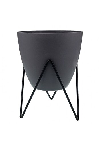 OEM Vase-type pot, plastic/iron, 16x22 cm, gray