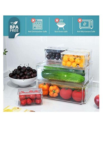 COOYA Fruit and Vegetable Refrigerator Organizer,Refrigerator Organizer with Handle, 7 pcs Multiple Sizes