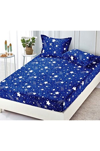 JOJO HOME Elasticated cover for double bed, Jojo Home, Starry Sky print, 3 pieces, 2 persons, Cocolino, 1