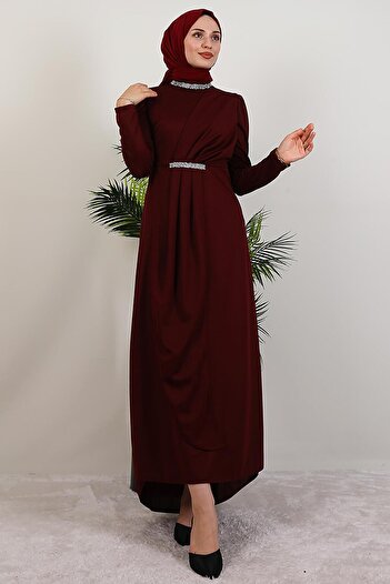 GİYZAMİLA Liya Hijab Dress Burgundy