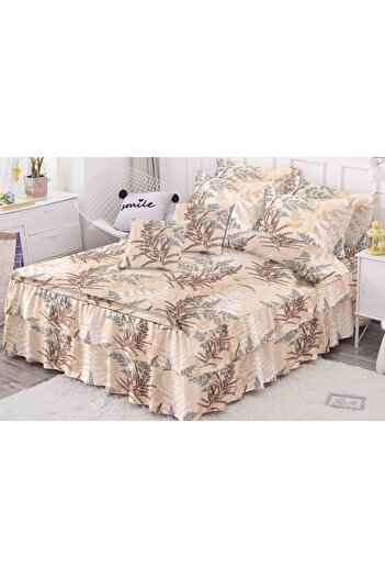 OEM Double Bed Linen Set with Ruffles, Finet, 6 pieces, 2 persons, Branch Print, 200x230cm