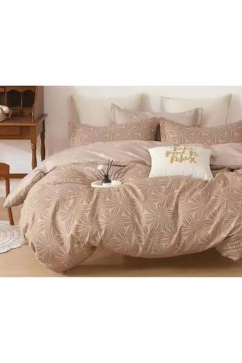 OEM Double bed linen set, Finet, 6 pieces, 2 persons, abstract, 230x250cm, beige shades