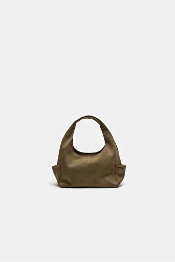 Stradivarius Faux suede shoulder bag with pockets