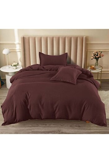 Pucioasa Bed Linen Set, Pucioasa, Uni, 4 Pieces, Single, 140x200cm, Finet Satin, Brown