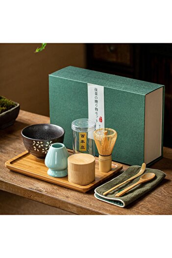 COOYA 8 Piece Matcha Whisk Set ,all Natural Bamboo Handmade,for Matcha Tea Lover,Cherry Blossom