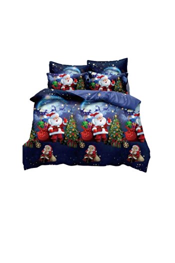 JOJO HOME Lenjerie de pat, Jojo Home, Finet, 1 persoana, 4 piese, Seara de Craciun, 155x230cm, Multicolor