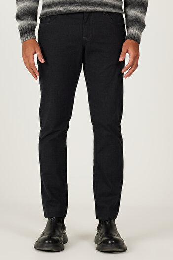 AC&Co / Altınyıldız Classics Men's Anthracite Slim Fit Slim Fit 5 Pocket Patterned Flexible Trousers