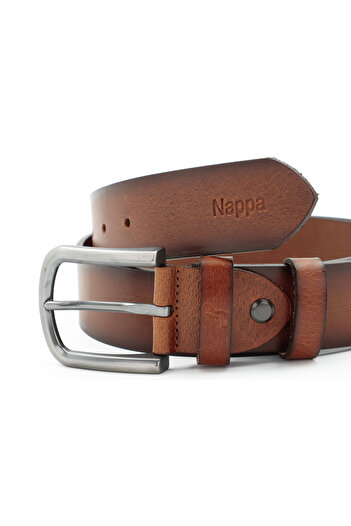 Tuna Nappa Genuine Antique Leather 4.00 cm Sports Men's Belt - Kmr252