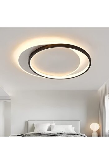 Rain Drop De la Robinetul Meu Round LED chandelier white with black - Diameter 50 cm, Power 40W, warm light 3000K, bedroom or hallway