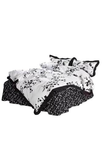 OEM Double bed sheet set with ruffles, spring design, Finet, 4 pieces, 2 people, 200