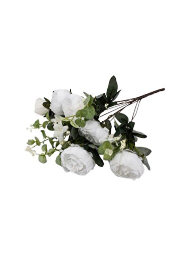 OEM Buchet de bujori, textil 53x25 cm, alb