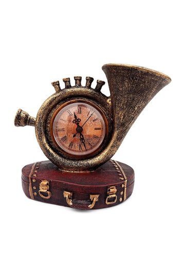 OEM Ornament with Trumpet and Plastic Clock, Gold, 20x20cm
