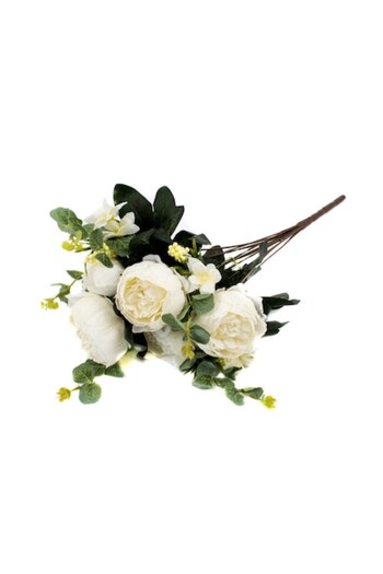 OEM Buchet de bujori, textil 53x25 cm, alb M1